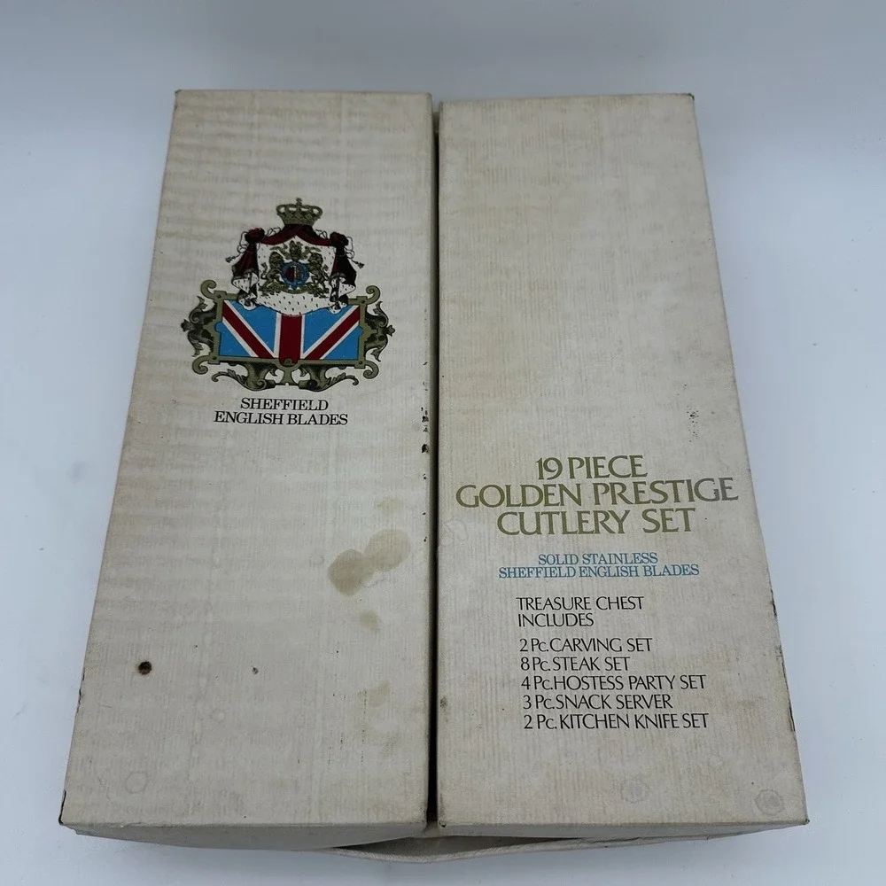 Vintage Sheffield Golden Prestige 15 of 19 pc Set of Kitchen‎ Knives NOS